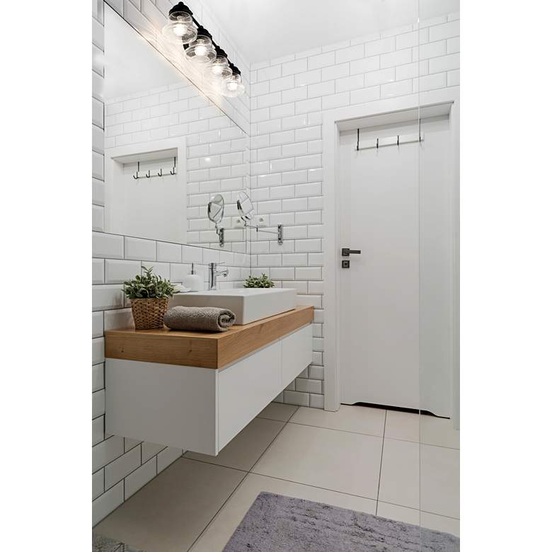 Image 1 Vaughn 31 1/2" Wide Matte Black 4-Light Vanity Bath Light in scene