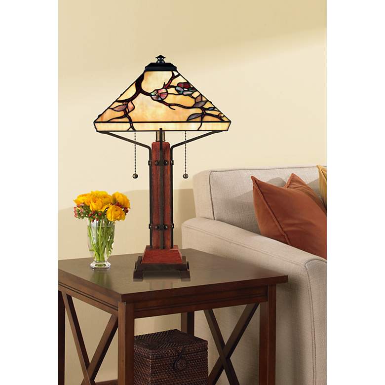 Image 1 Quoizel Grove Park 23 1/2" High Art Glass Tiffany-Style Table Lamp in scene