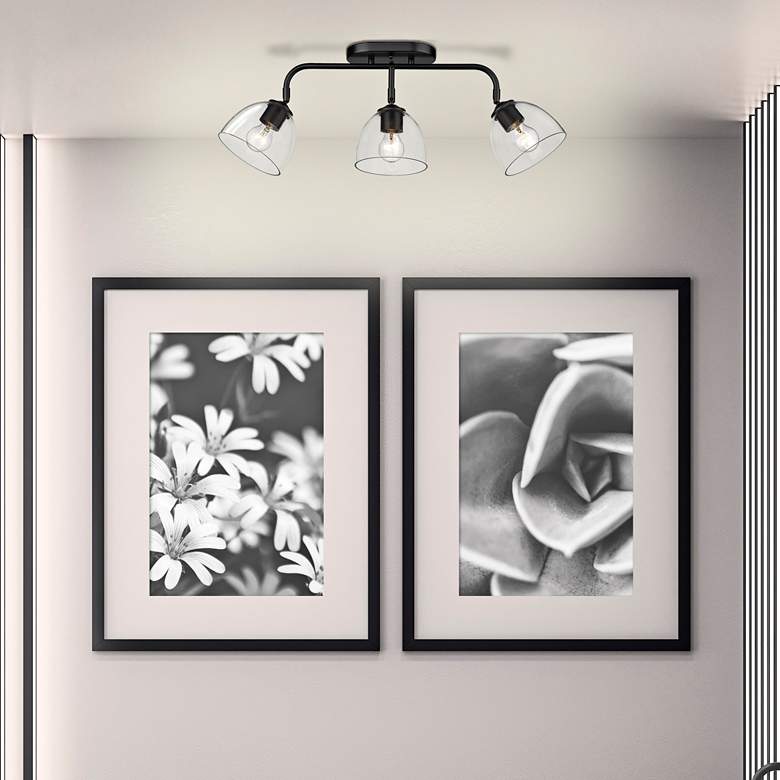 Image 1 Roxie 24 3/4" Wide Matte Black 3-Light Ceiling Light in scene
