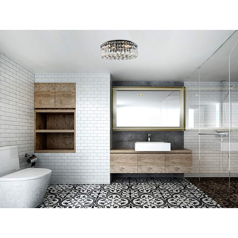 Image 1 Maxime 16" Wide Black Crystal Ceiling Light in scene