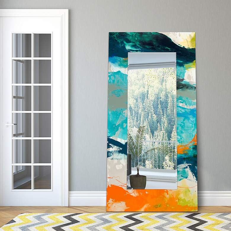 Image 1 Tidal Abstract Art Glass 36 inch x 72 inch Rectangular Wall Mirror in scene