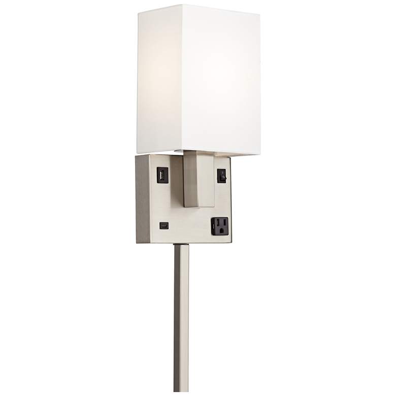 Image 1 75K83 - Wall Nightstand Lamp with 1 Outlet - 1 USB - 1 USB-C