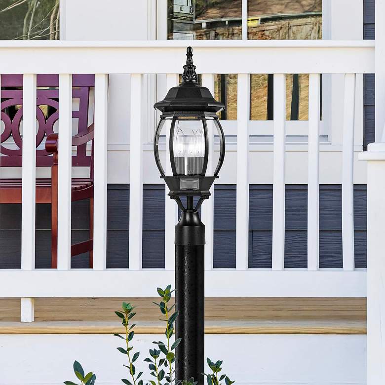 Image 1 Nuvo Central Park 21" High 3-Light Beveled Glass and Black Post Light in scene