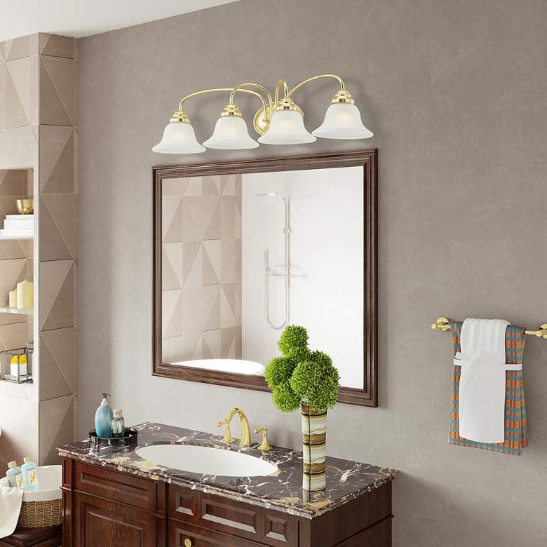 Image 1 Livex Edgemont 30.5" Wide 4-Light Polished Brass Bath Vanity Light in scene