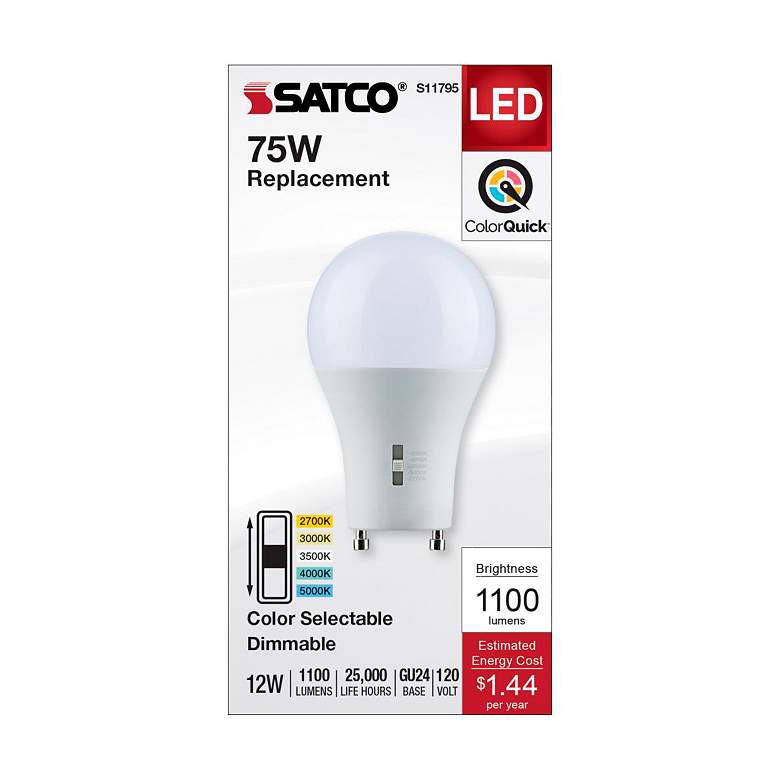 Image 4 75W Equivalent 12W GU24 Bi-Pin Base Color Selectable LED Bulb by Satco more views