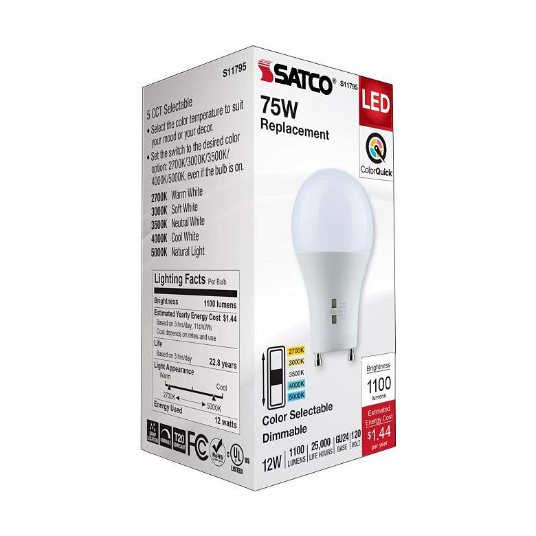 Image 7 75W Equivalent 12W GU24 Bi-Pin Base Color Selectable LED Bulb by Satco more views