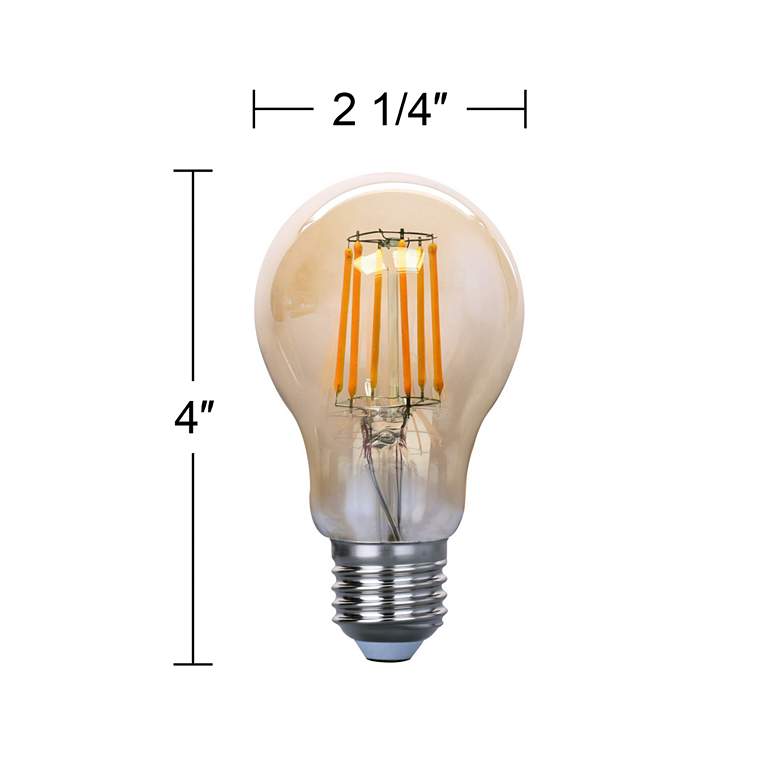 Image 3 75W Equivalent Amber 8W LED Filament Standard A21 2-Pack more views
