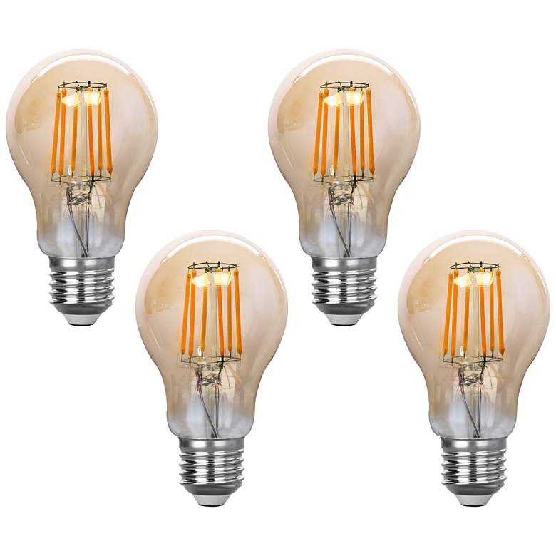 Image 1 75W Equivalent Amber 8W LED Filament Standard A21 4-Pack by Tesler