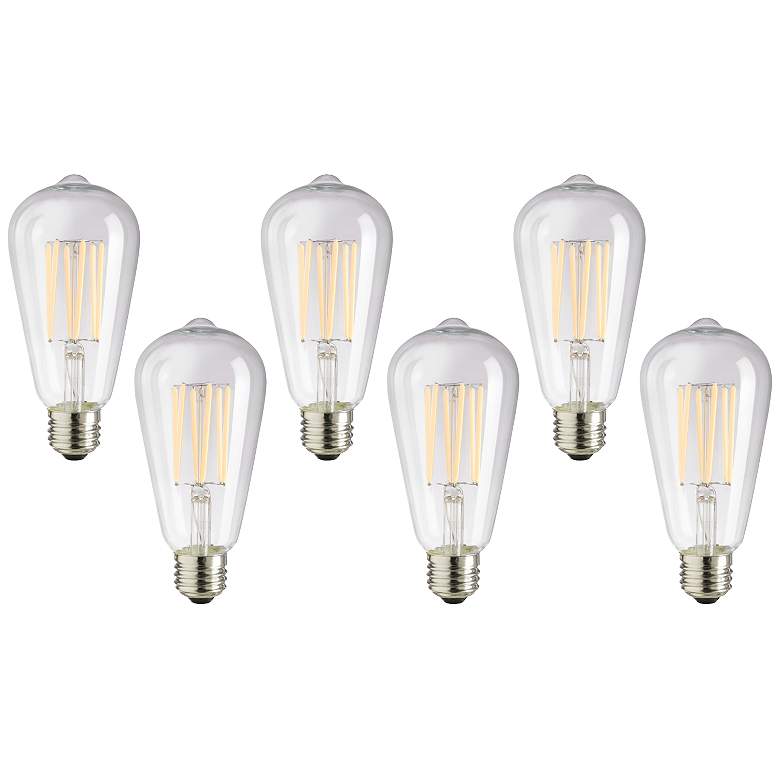Image 1 75W Equivalent Clear 8W LED Dimmable Edison Bulb 6-Pack