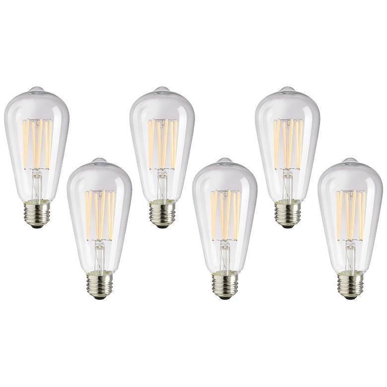 Image 1 75W Equivalent Clear 8W LED Dimmable Edison Bulb 6-Pack