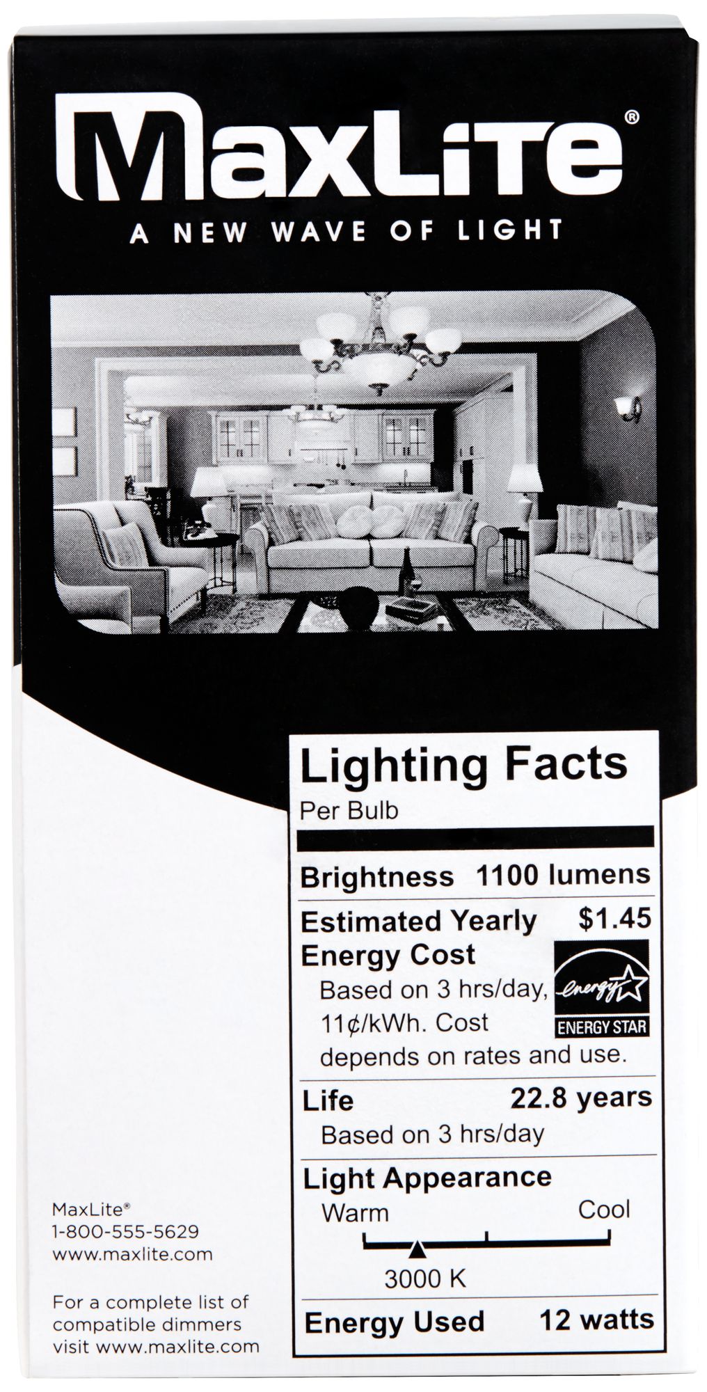 Image 4 75W Equivalent Frosted 12W Dimmable A19 Standard Bulb by MaxLite more views
