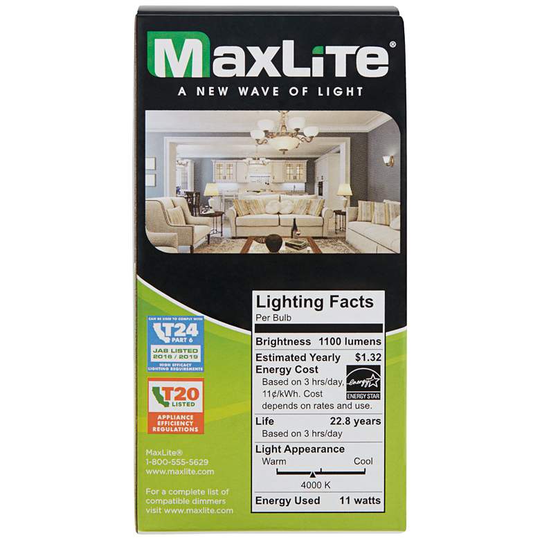 Image 4 75W Equivalent Frosted 12W Dimmable A19 Standard Bulb by MaxLite more views