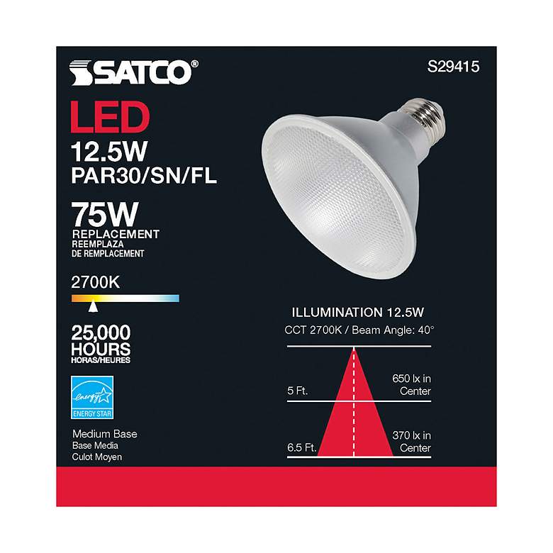 Image 6 75W Equivalent Satco Clear 12.5W 2700K LED Dimmable Standard more views
