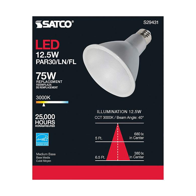 Image 6 75W Equivalent Satco Clear 12.5W 3000K LED Dimmable E26 Bulb more views