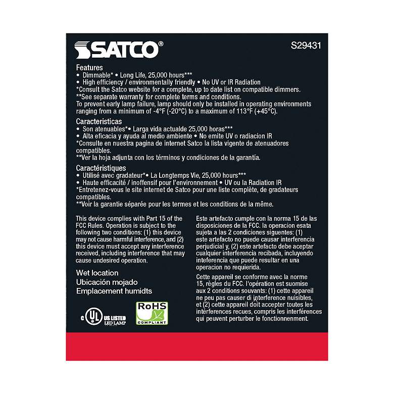 Image 7 75W Equivalent Satco Clear 12.5W 3000K LED Dimmable E26 Bulb more views