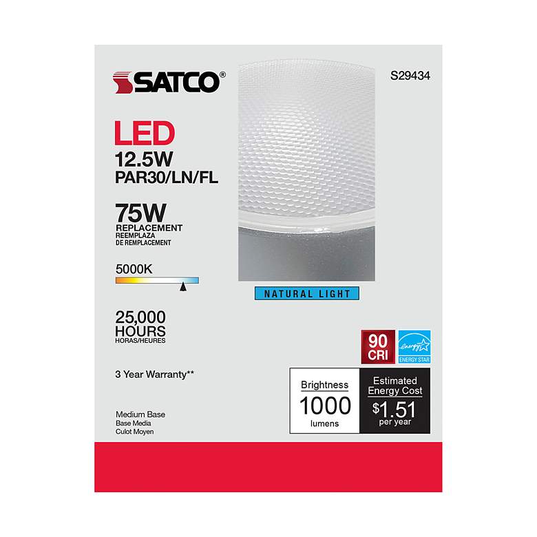 Image 6 75W Equivalent Satco Clear 12.5W 5000K LED Dimmable E26 Bulb more views