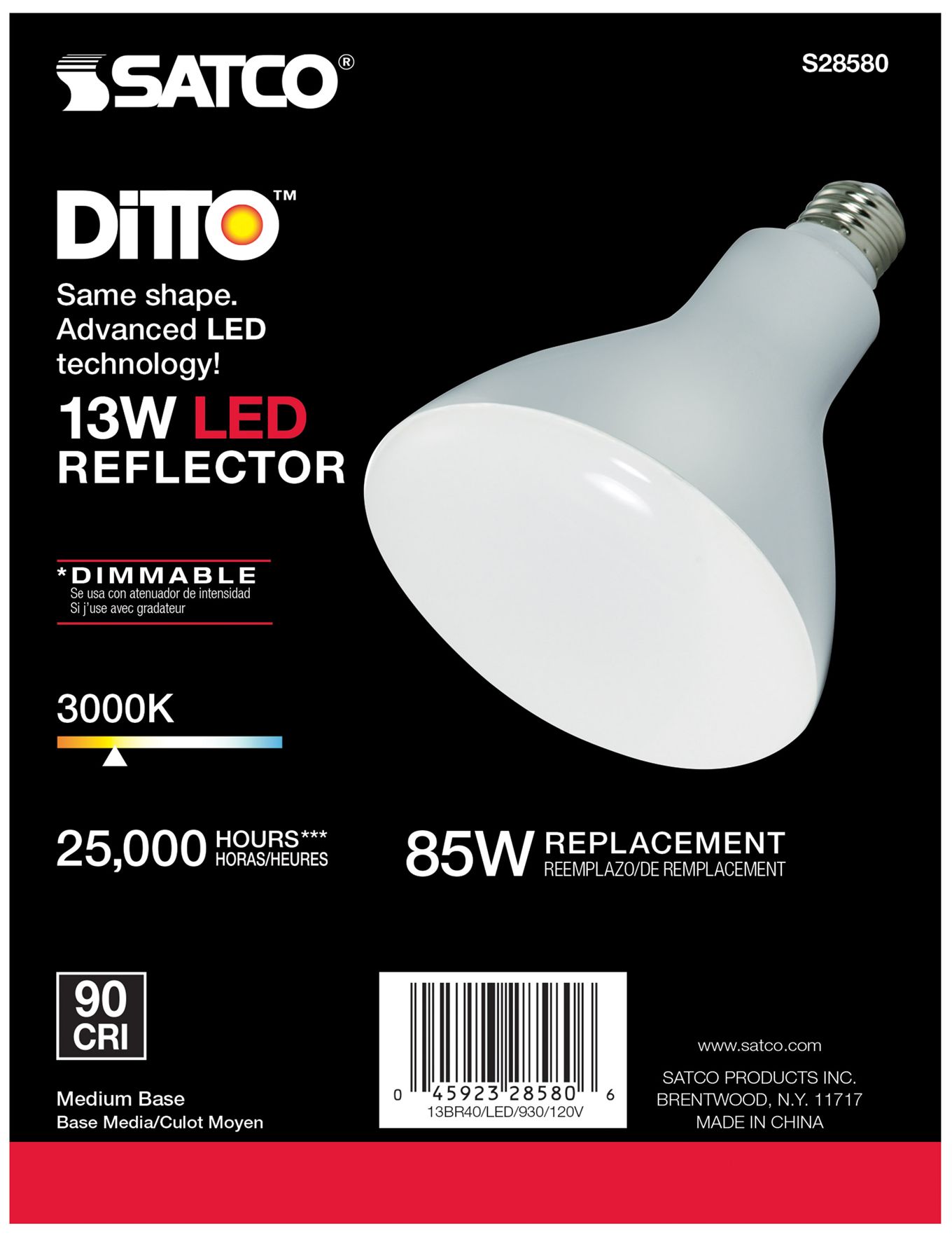 Image 4 75W Equivalent Satco Clear 12.5W LED Dimmable E26 PAR30LN more views