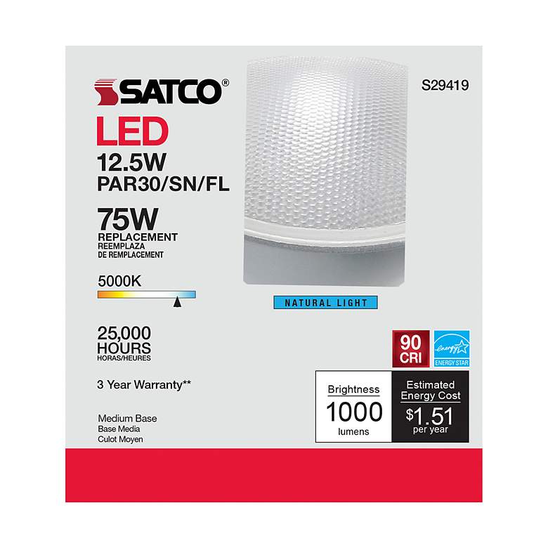Image 6 75W Equivalent Satco Clear 12.5W LED Dimmable E26 PAR30SN more views