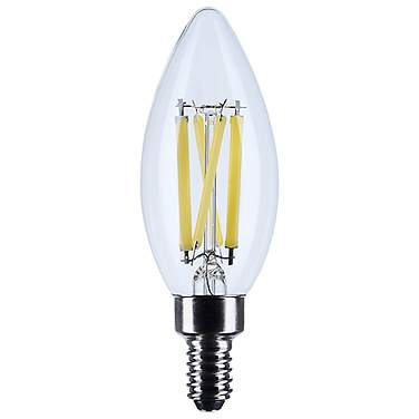 75W Equivalent Satco Clear 8W LED Dimmable Candelabra Bulb