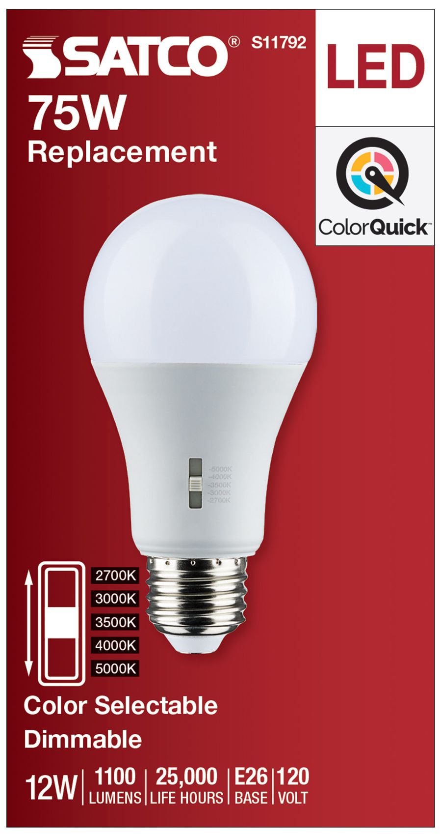 Image 5 75W Equivalent Satco Frost 12W LED Dimmable Standard A19 6-Pack more views