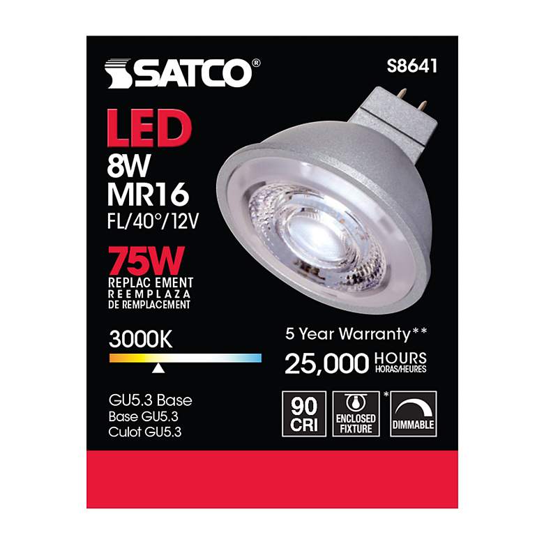 Image 4 75W Equivalent Satco Gray 8W LED Dimmable Bi-Pin MR16 Bulb more views