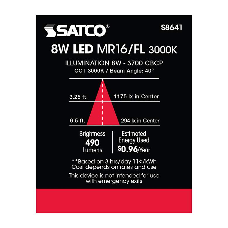 Image 5 75W Equivalent Satco Gray 8W LED Dimmable Bi-Pin MR16 Bulb more views