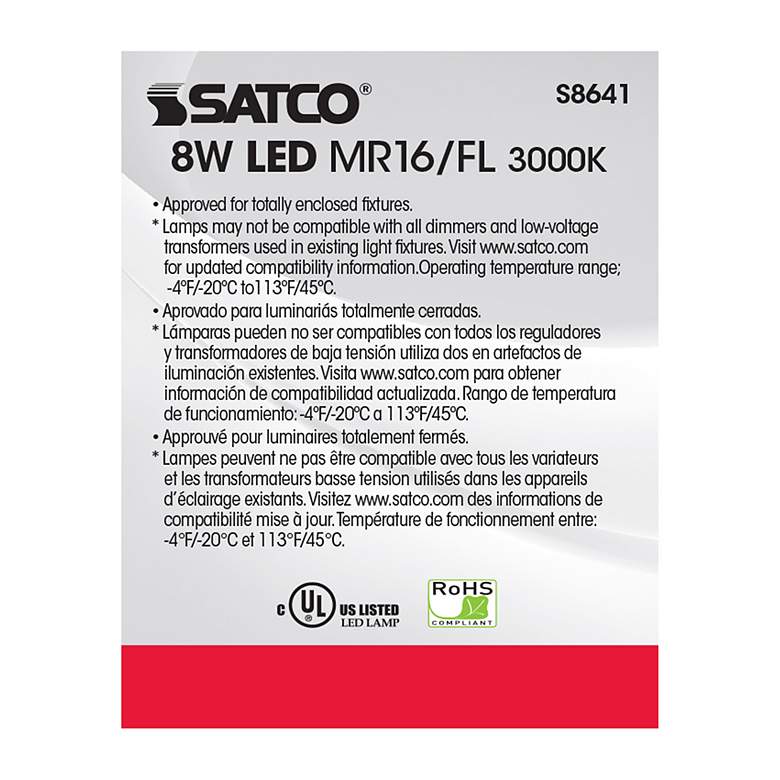 Image 6 75W Equivalent Satco Gray 8W LED Dimmable Bi-Pin MR16 Bulb more views
