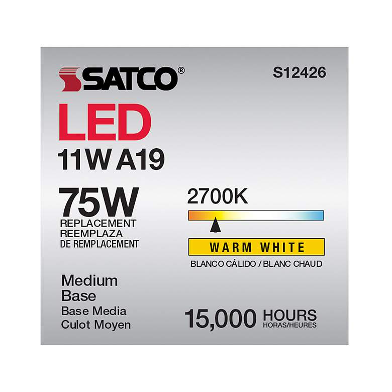 Image 6 75W Equivalent Satco Soft White 11W LED Dimmable Standard more views