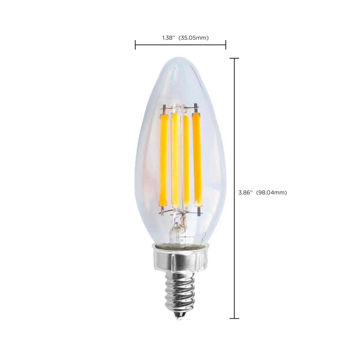 75W Equivalent Torpedo 8W LED Dimmable Clear Candelabra Bulb by Satco in scene