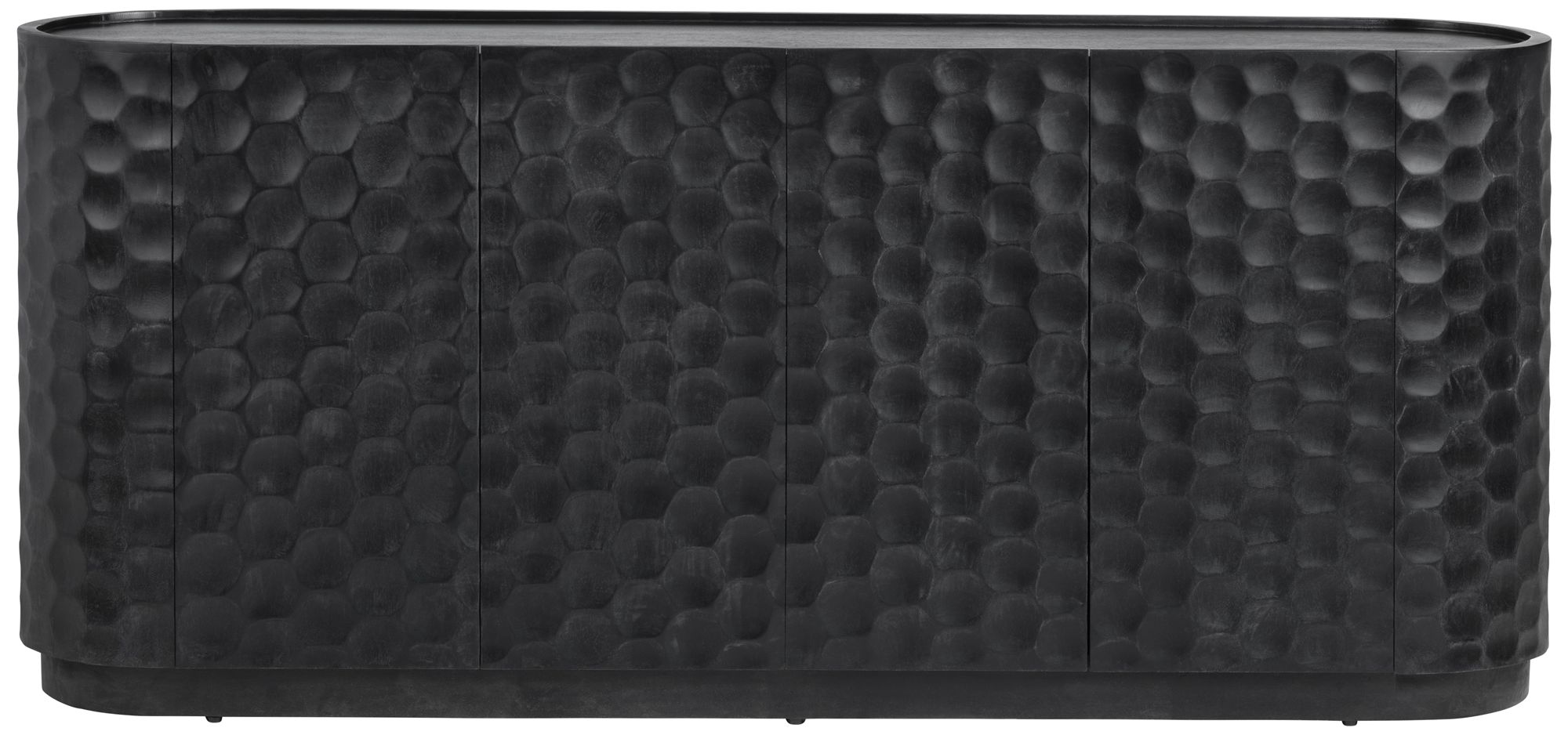 Image 2 76 in. Black Solid Wood 4 Door Media Credenza_Sideboard more views