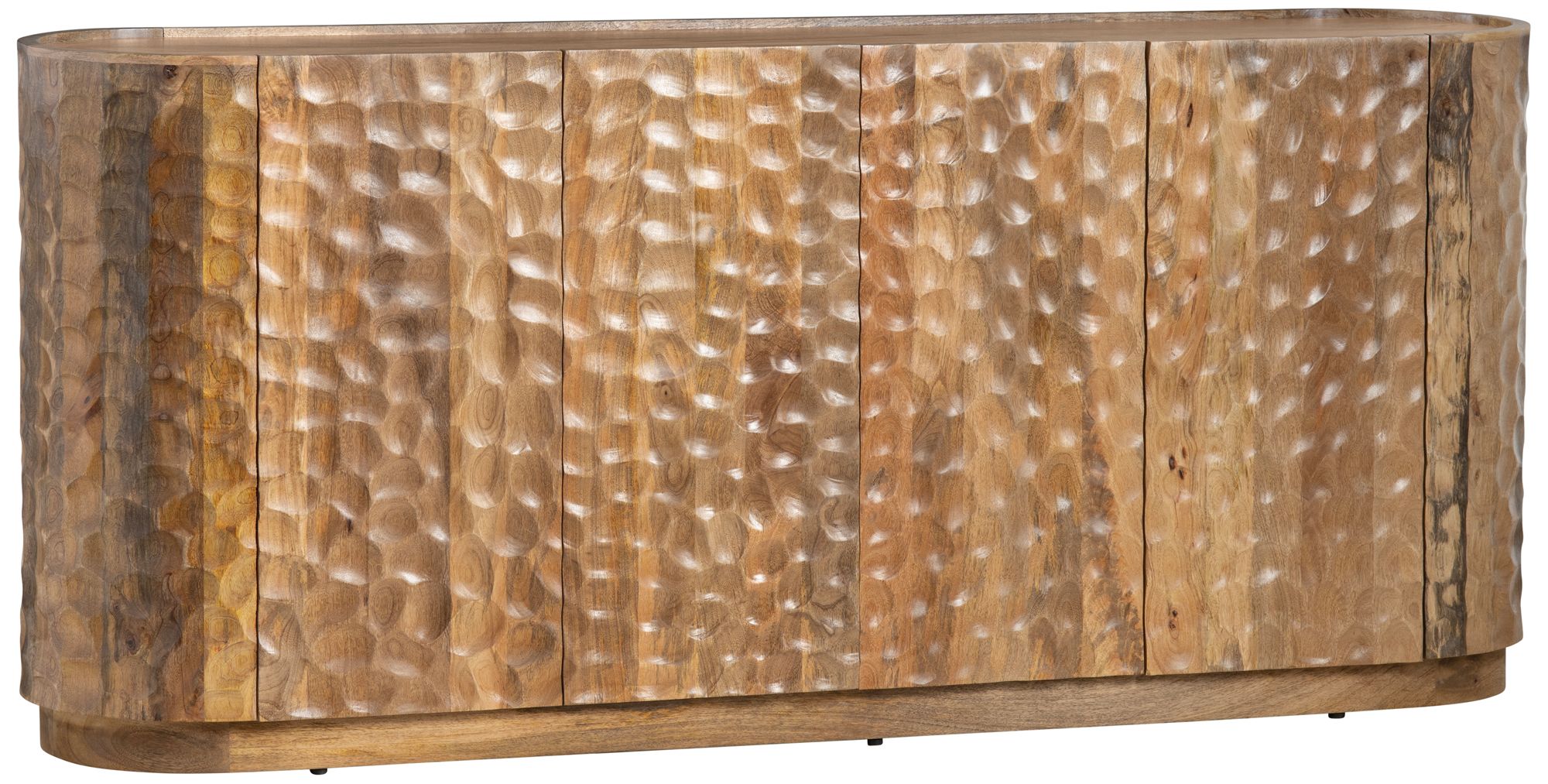 Image 2 76 in. Brown Solid Wood 4 Door Media Credenza_Sideboard