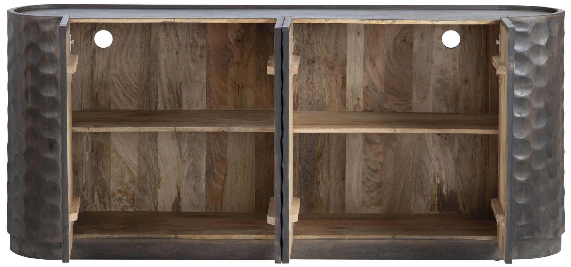 Image 3 76 in. Gray Solid Wood 4 Door Media Credenza_Sideboard more views