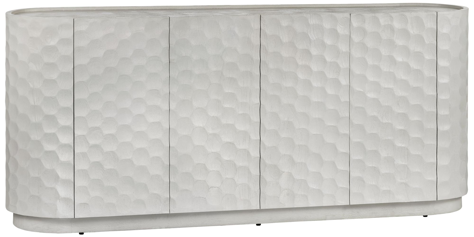 Image 2 76 in. White Solid Wood 4 Door Media Credenza_Sideboard
