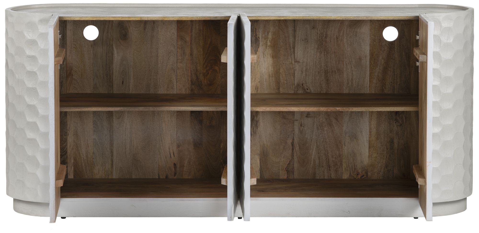 Image 4 76 in. White Solid Wood 4 Door Media Credenza_Sideboard more views