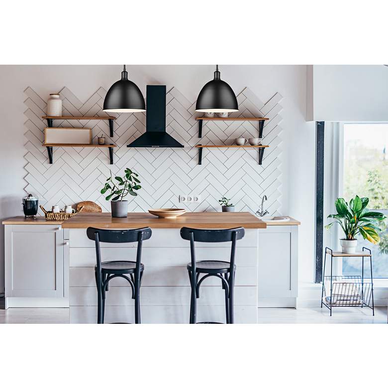 Image 1 Sawyer 12 1/2" Wide Matte Black Dome Pendant Light in scene