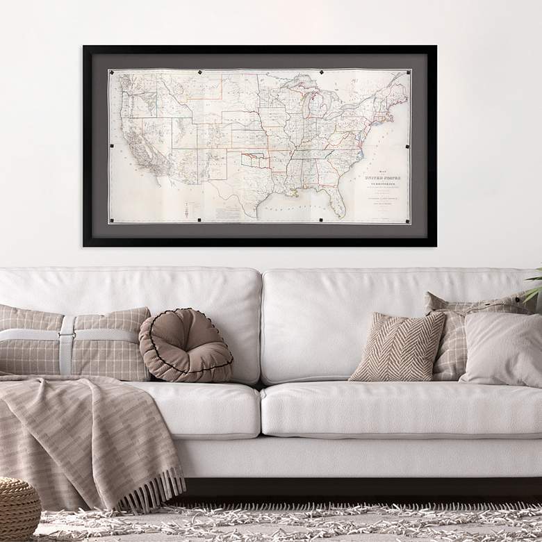 Image 1 United States Map 55" Wide Giclee Framed Wall Art in scene