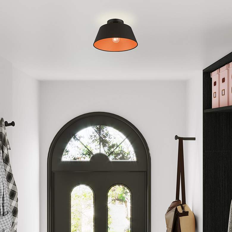 Image 1 1 Light Black Semi-Flush Mount in scene