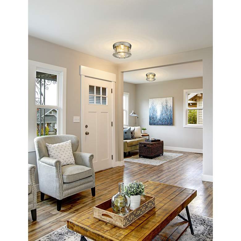 Image 1 Cape Harbor 12" Wide Brushed Nickel 2-Light Ceiling Light in scene