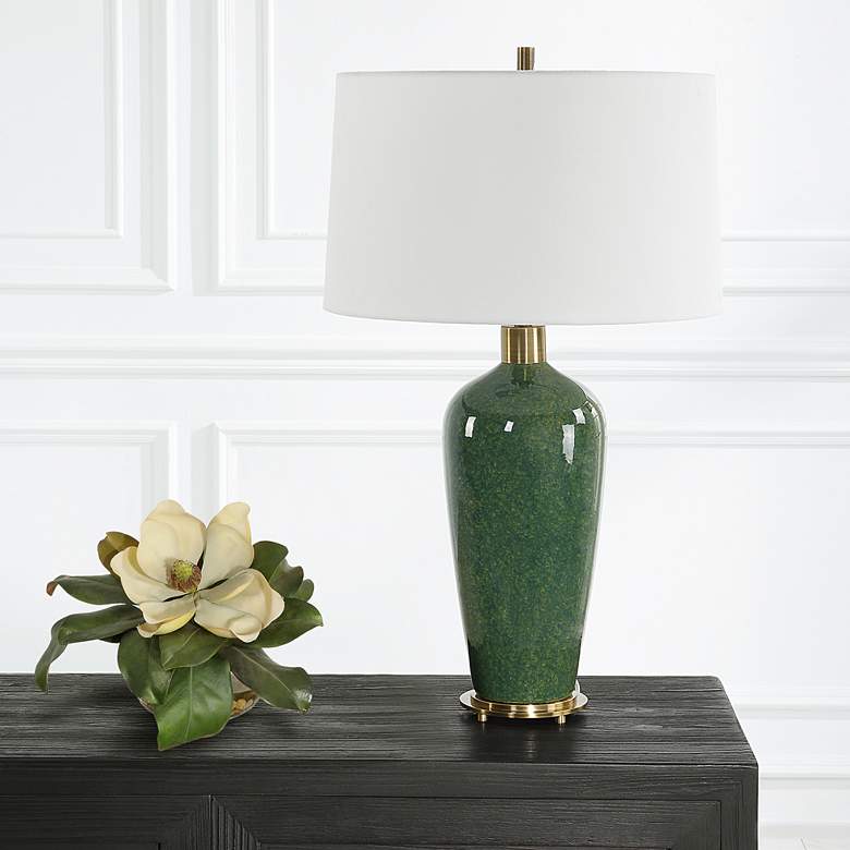 Image 1 Uttermost Verdell 29" High Mossy Green Ceramic Table Lamp in scene