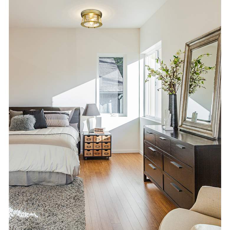 Image 1 Cape Harbor 12" Wide Rubbed Brass Ceiling Light in scene