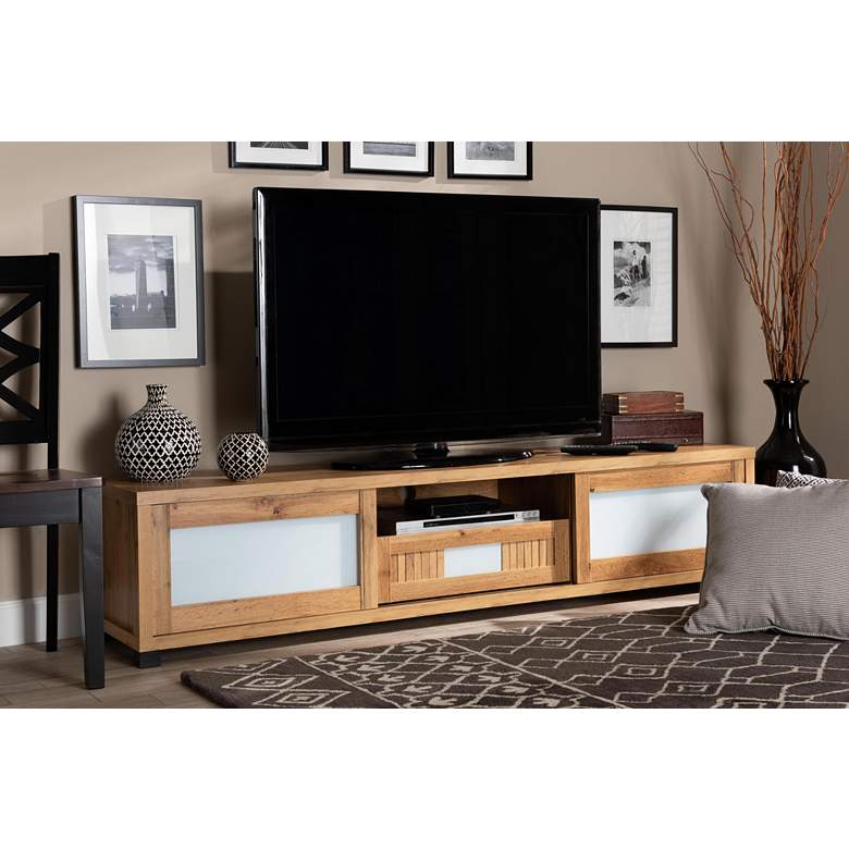Image 1 Gerhardine 70 3/4 inch Wide Oak Brown Wood 1-Drawer TV Stand in scene