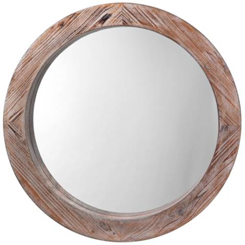 Natural 36 Round Reclaimed Wood Wall, Reclaimed Wood Oval Mirror