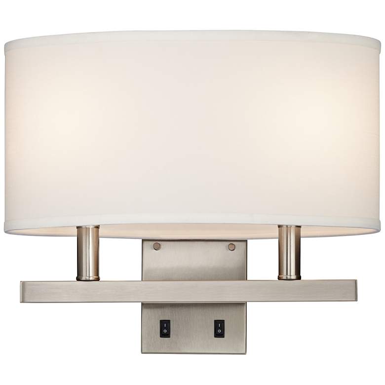 Image 1 77H14 - Brushed Nickel Double Nightstand Sconce
