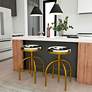 1_Grogan Cow Leather and Gold Modern Adjustable Swivel Bar Stool in scene
