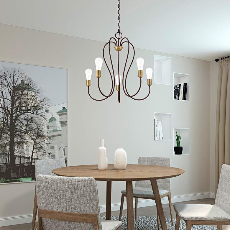 Image 1 Lucerne 24" Wide Bronze 5-Light Chandelier in scene
