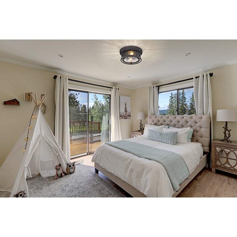 Image 1 Clarion 12" Wide Bronze 2-Light Ceiling Light in scene