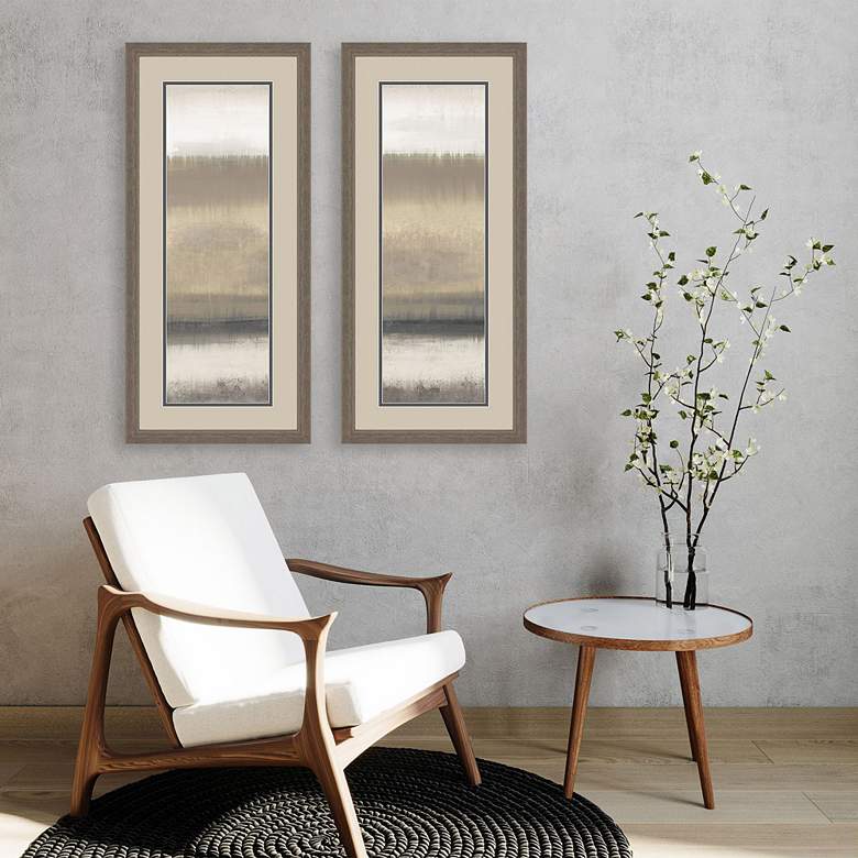 Image 1 Neutral Sandbar Panel 44" Wide 2-Piece Framed Wall Art Set in scene