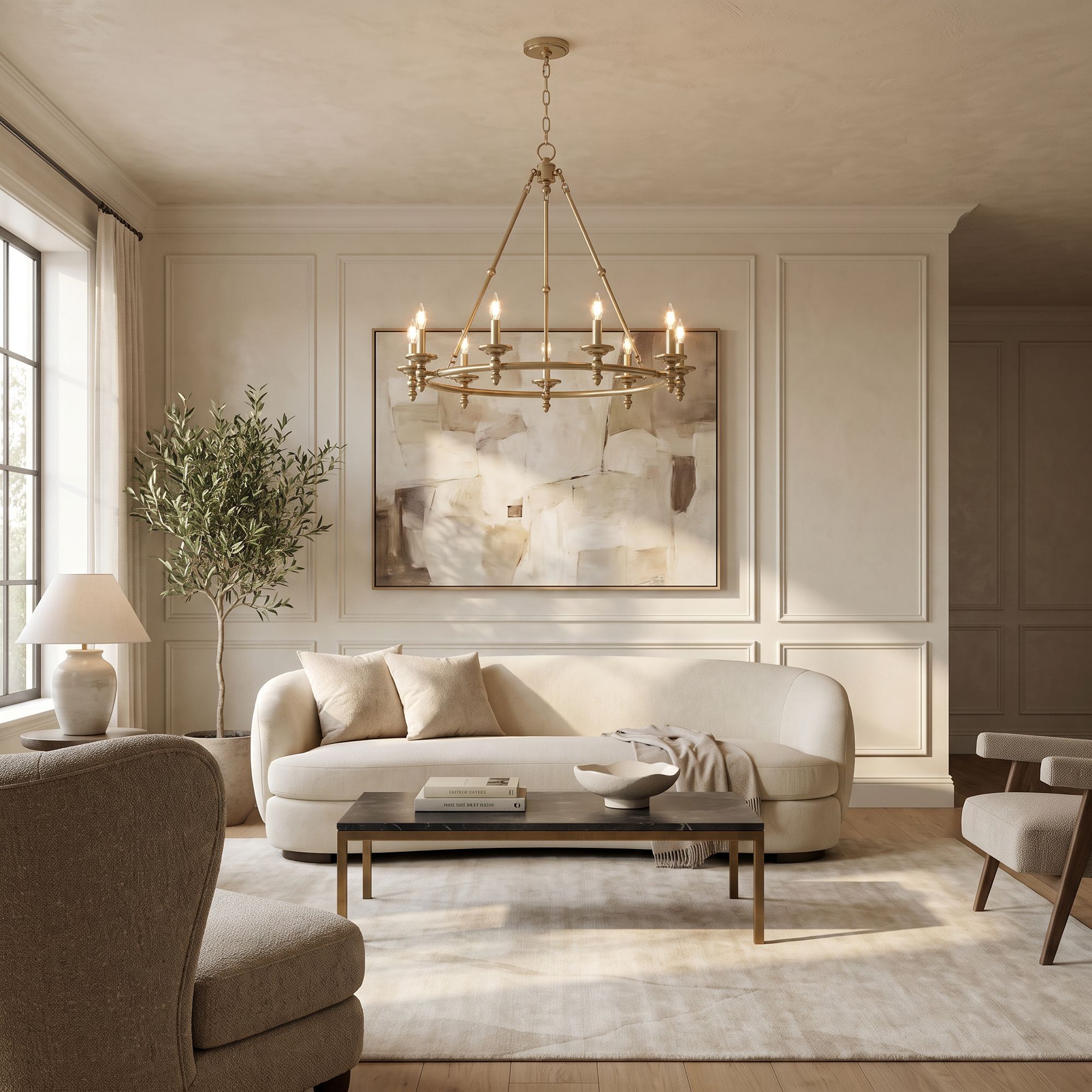 Watch A Video About the Stiffel Hartley Warm Antique Gold 9 Light Ring Chandelier