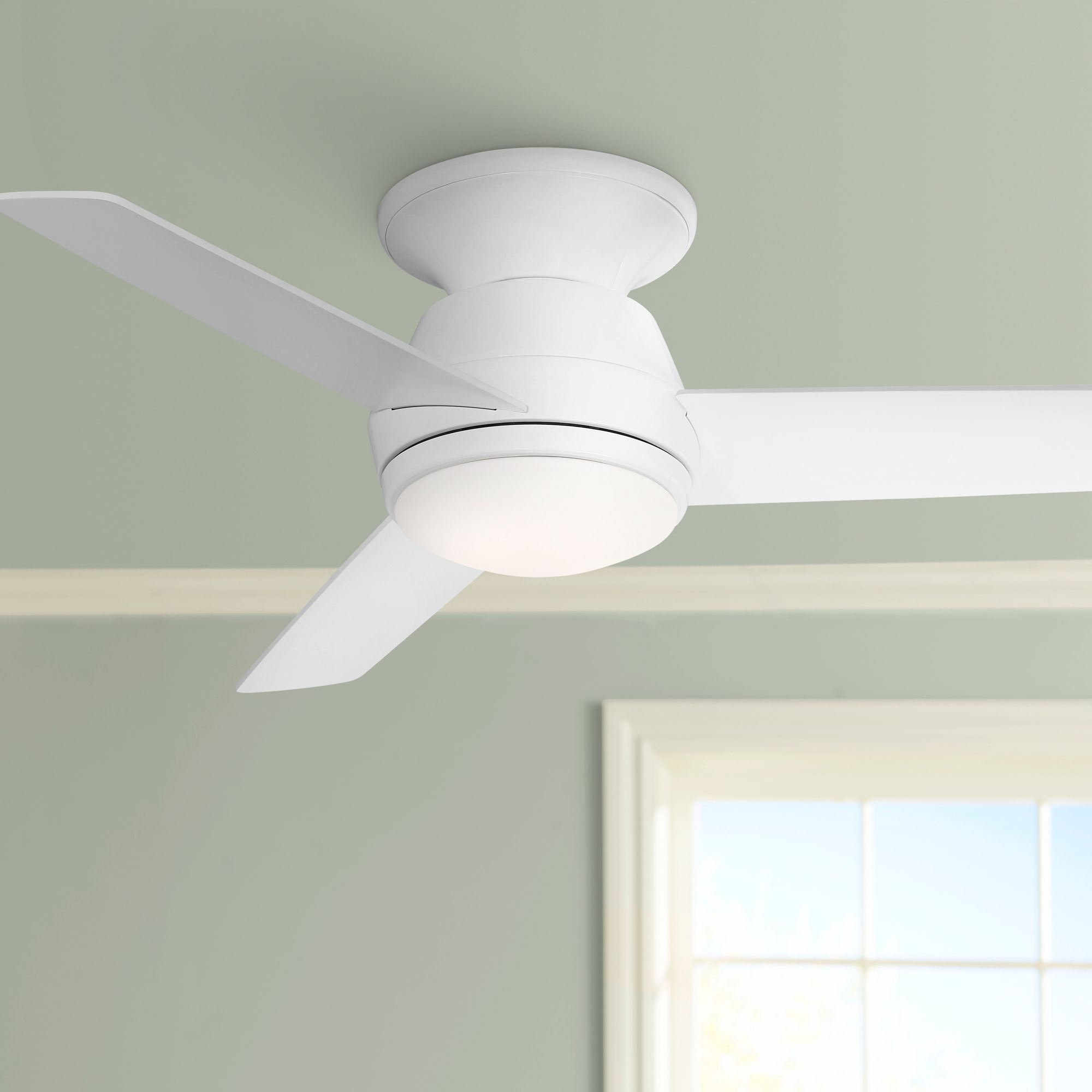 Image 1 44" Casa Vieja Marbella Breeze White LED Hugger Fan with Remote in scene