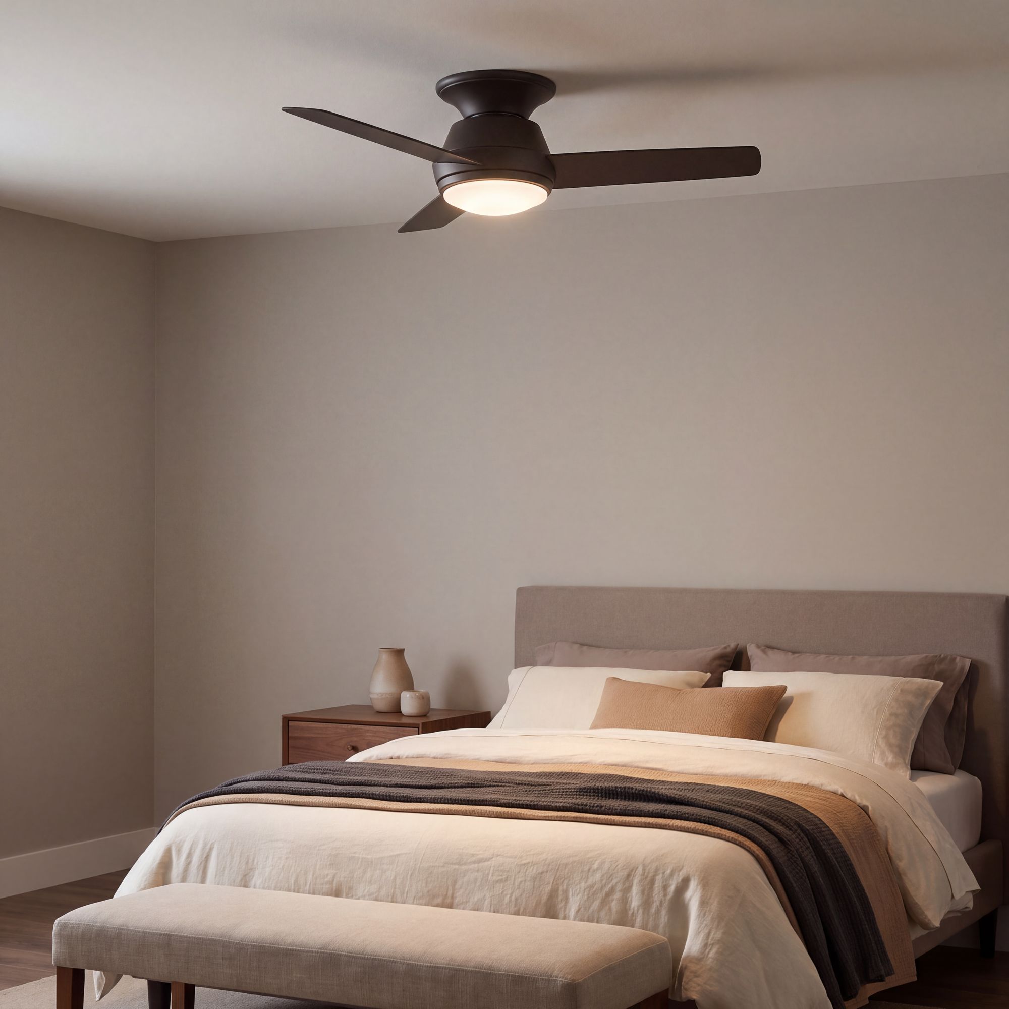 Image 1 44" Casa Vieja Marbella Breeze Bronze LED Hugger Fan with Remote in scene